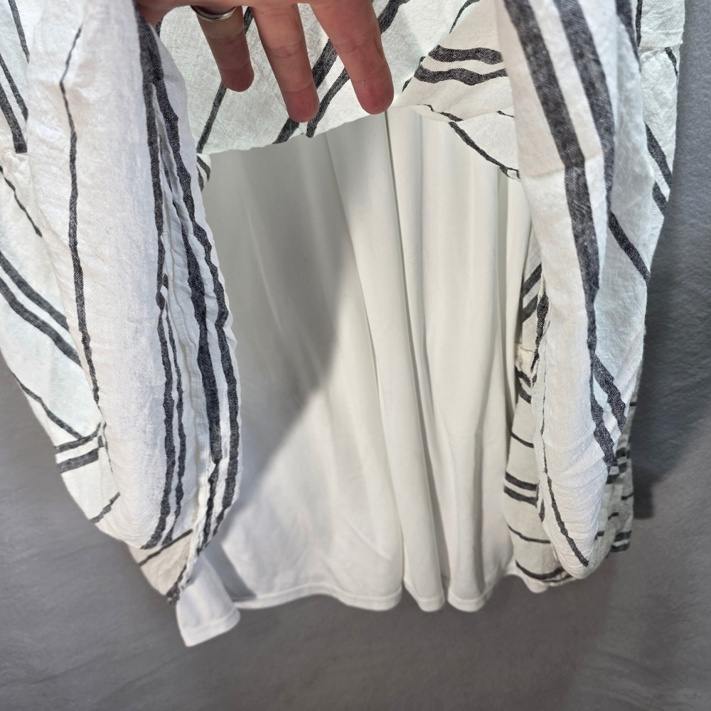 DKNY Striped Linen Blend Tiered Vneck Maxi Dress Womens 16 Black White - Picture 3 of 12